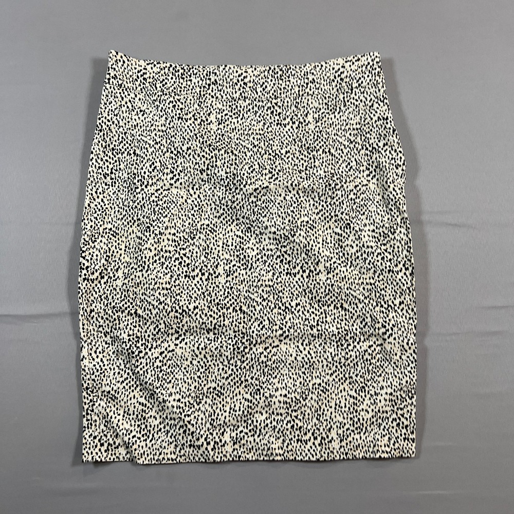 Rachel Zoe Pencil Skirt Womens 8 White Black Leopard Print Rayon Elastic Waist